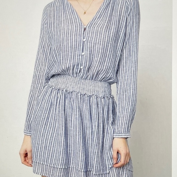 Rails Jasmine Dress Linen/Rayon Blue White Stripe Size XL - Picture 1 of 12